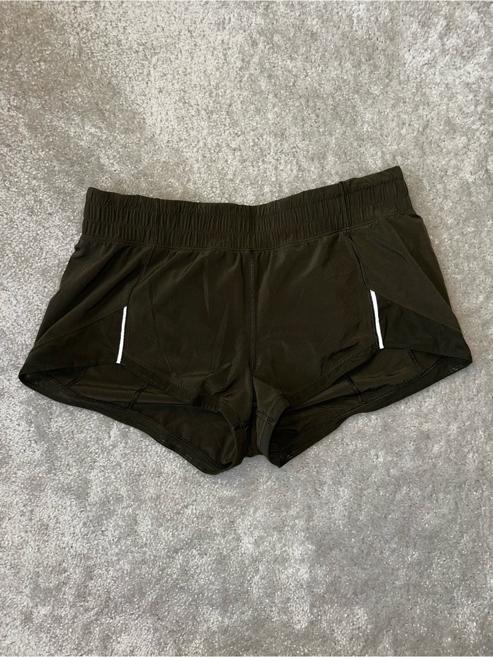 lululemon athletica Dark Olive Women's Athletic Shorts with Reflective Trim